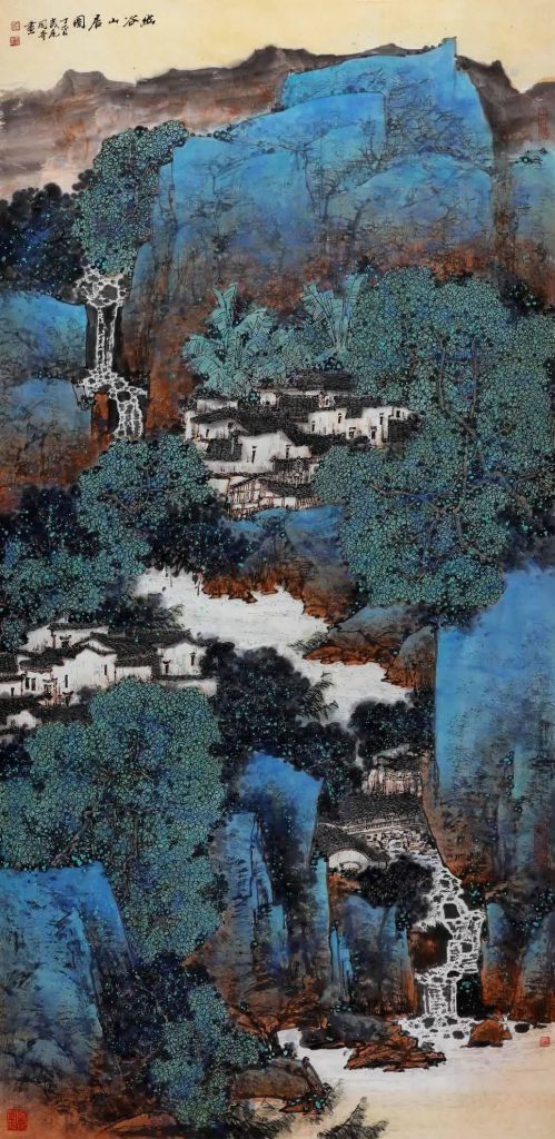 幽谷山居图 180cm×97cm