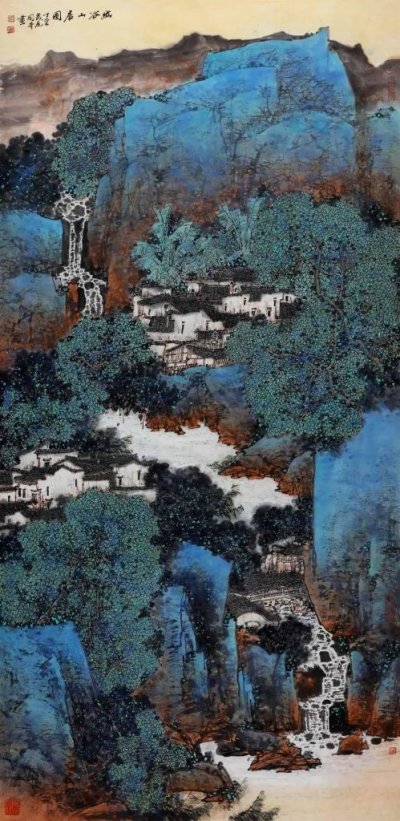 幽谷山居图 180cm×97cm