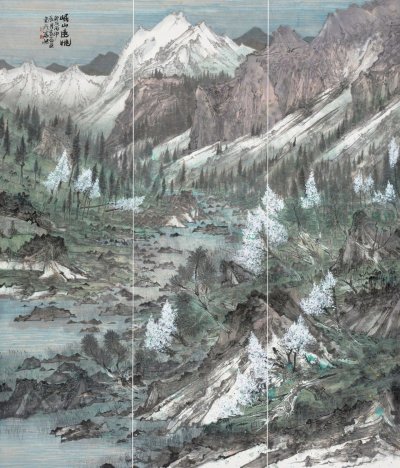 《岷山远眺》 210x173cm  纸本设色
